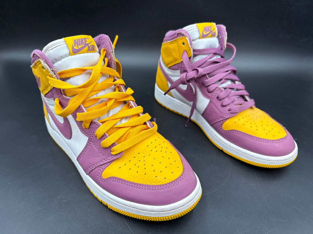 Nike Air Jordan 1 Retro High OG Brotherhood University Gold Purple Size 6Y COA