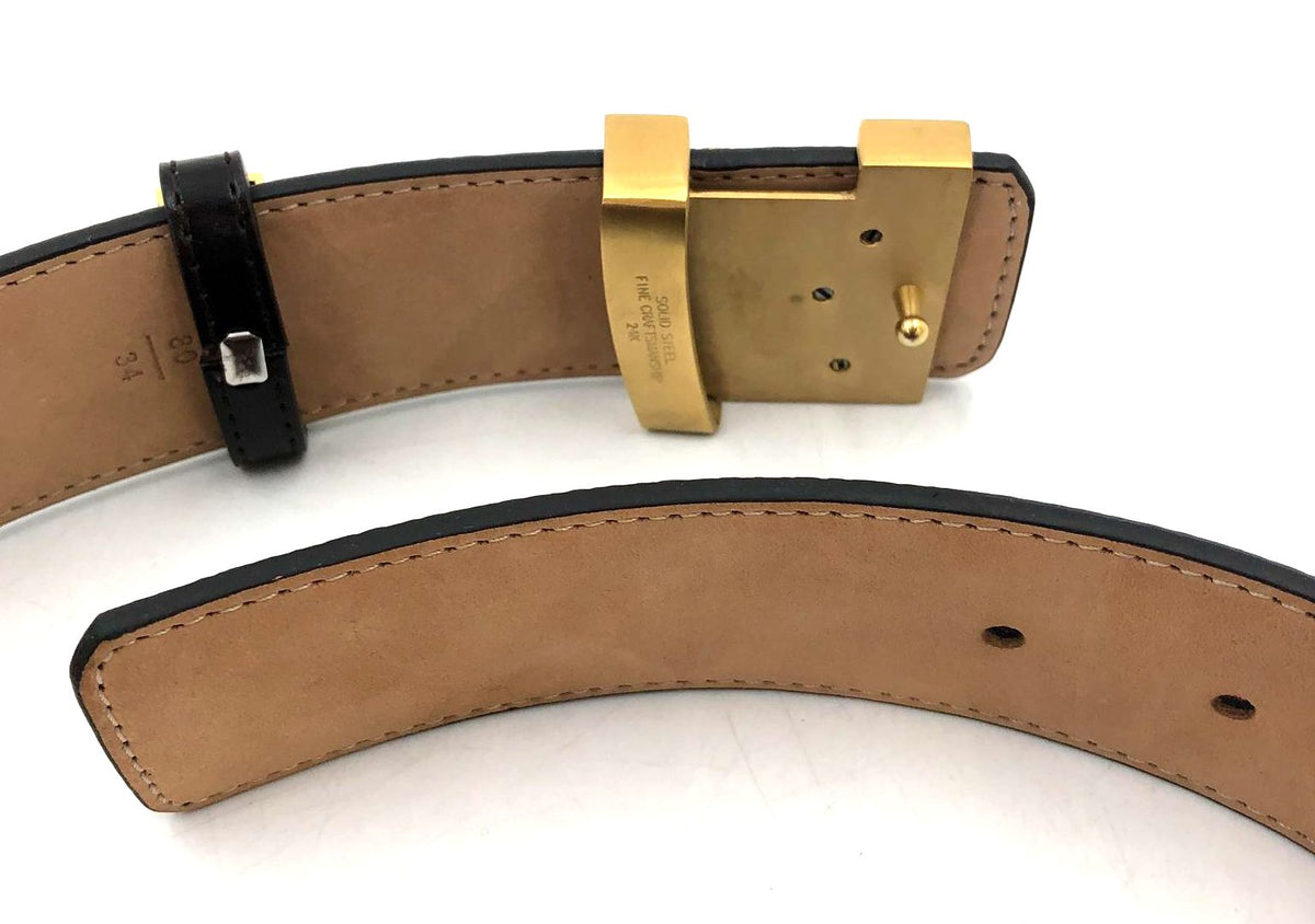 Louis Vuitton Inspired Brown Signature Damier Print Leather Belt - Size 80/34