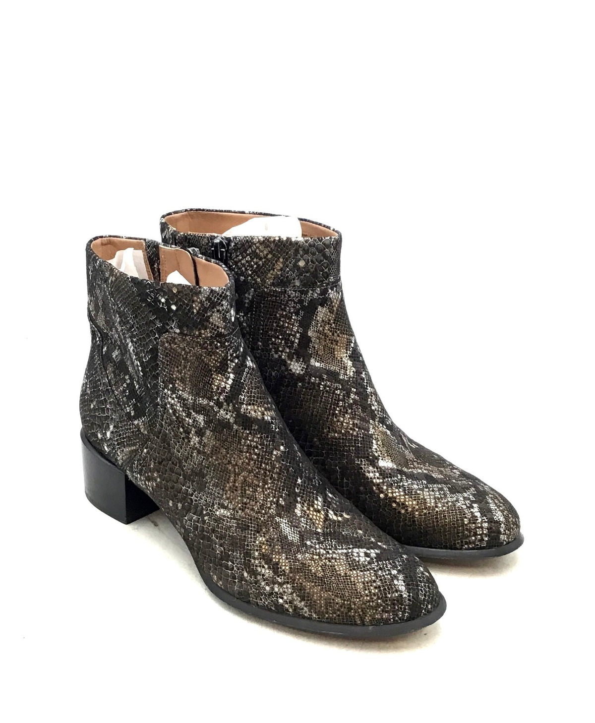 Vionic Women&#39;s Kamryn Brown Snake Print Block Heel Ankle Boots - Size 9.5