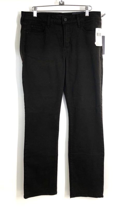 NYDJ Women's Black Straight Jeans Embroidered Back Pockets Made in USA NWT 12P