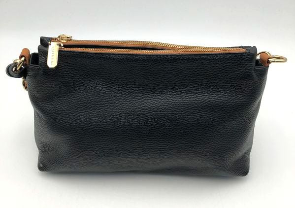 Valentina Black\Brown Pebbled Leather 'Convertible' Satchel Bag (+COA)