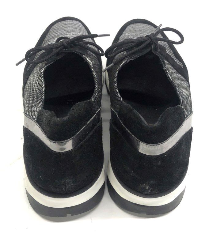 Sesto Meucci Black Silver Metallic Shimmer Lace Up Sneakers Women's Size 8M