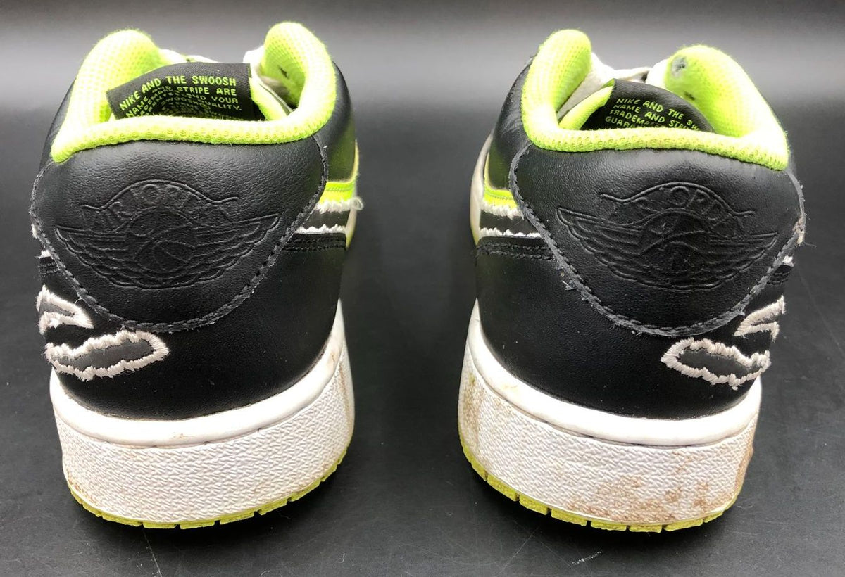 Nike Jordan 1 Low GS 'Big Cat Energy' Black/Neon Green Sneakers - Sz 5.5Y (+COA)