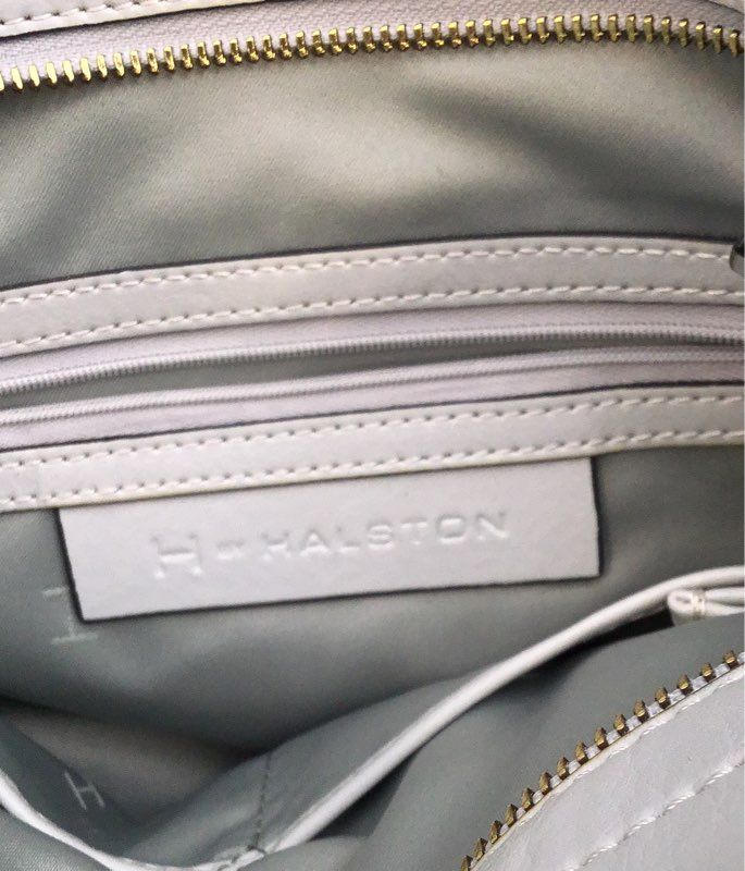 H by Halston Gray Textured Tote Shoulder Bag Gold Tone Hardware