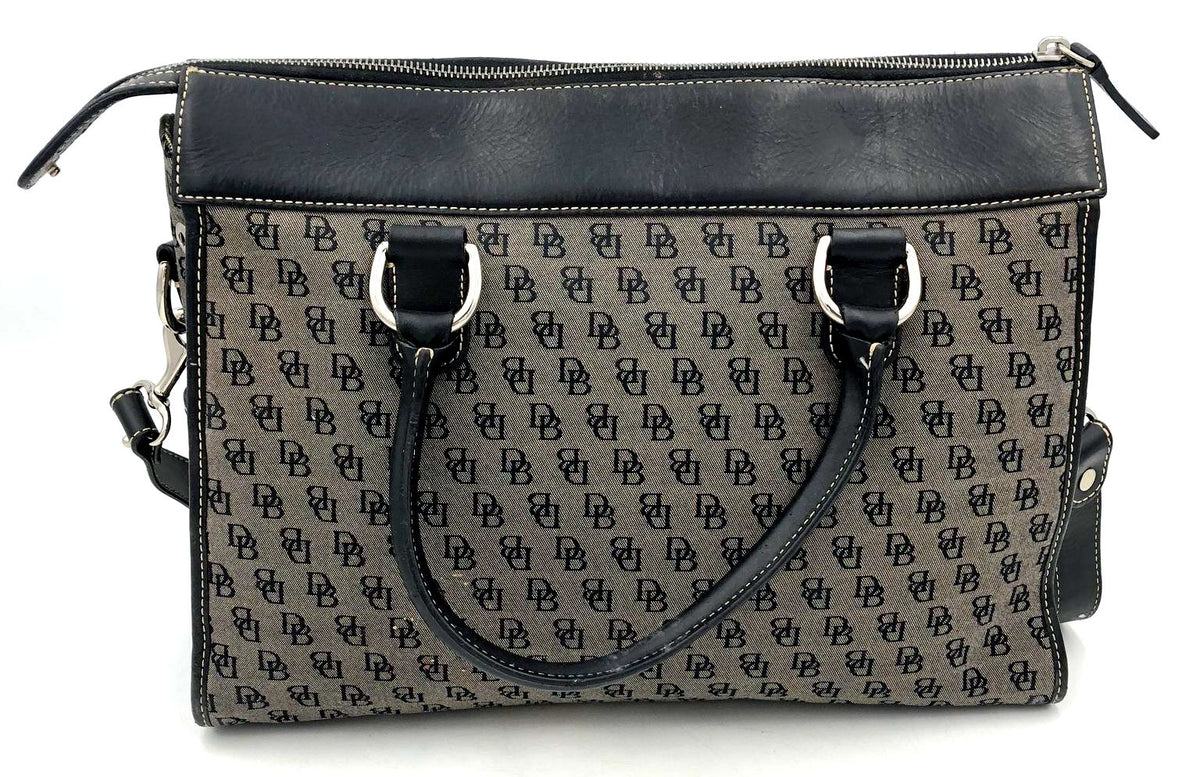 Vintage Authentic Dooney &amp; Bourke Gray Black Luxury Satchel Bag - COA Included