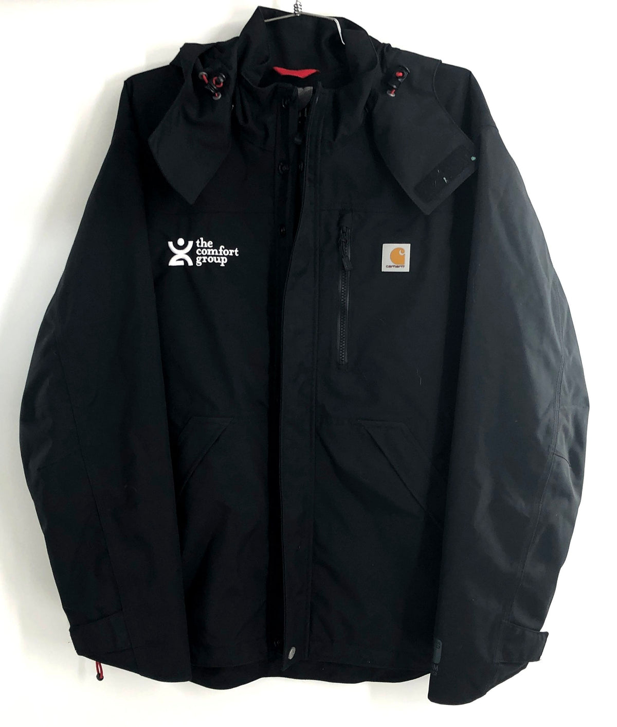 Carhartt Men's Black J162 Shoreline Waterproof Hooded Work Jacket Logo Sz M