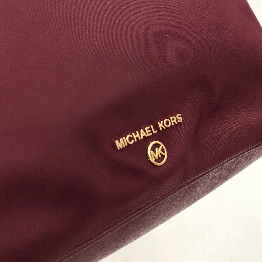 Michael Kors Burgundy Nylon Crossbody Bag w/ Leather Trim & Gold Accents (+COA)