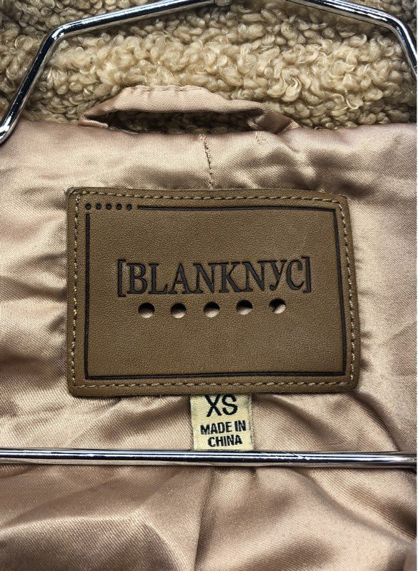 [BLANKNYC] Women's Tan Teddy Sherpa Shacket Jacket Woah Nelly Snap Front Sz XS