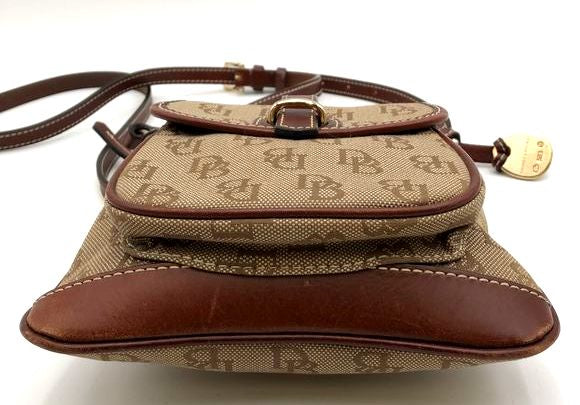 Dooney & Bourke Brown Signature Print 'Letter Carrier' Crossbody Bag (+COA)
