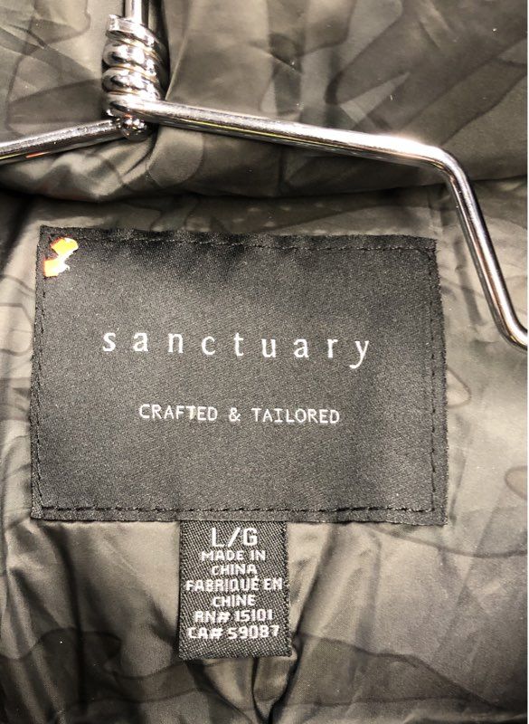 NWT Sanctuary Women's Black Gray Camouflage Puffer Coat - Size L