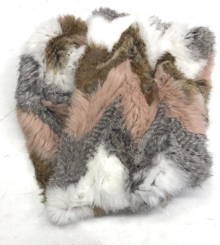 Jocelyn Women's Real Rabbit Fur Infinity Scarf Petal Multi Chevron NWT OS