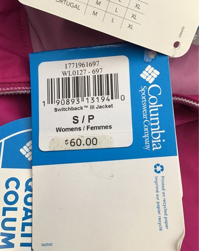 NWT Columbia Women&#39;s Pink Switchback 3 Windbreaker Jacket - Size Small