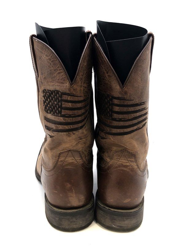 Ariat Circuit Patriot Brown Leather American Flag Western Boots Men's Size 12D