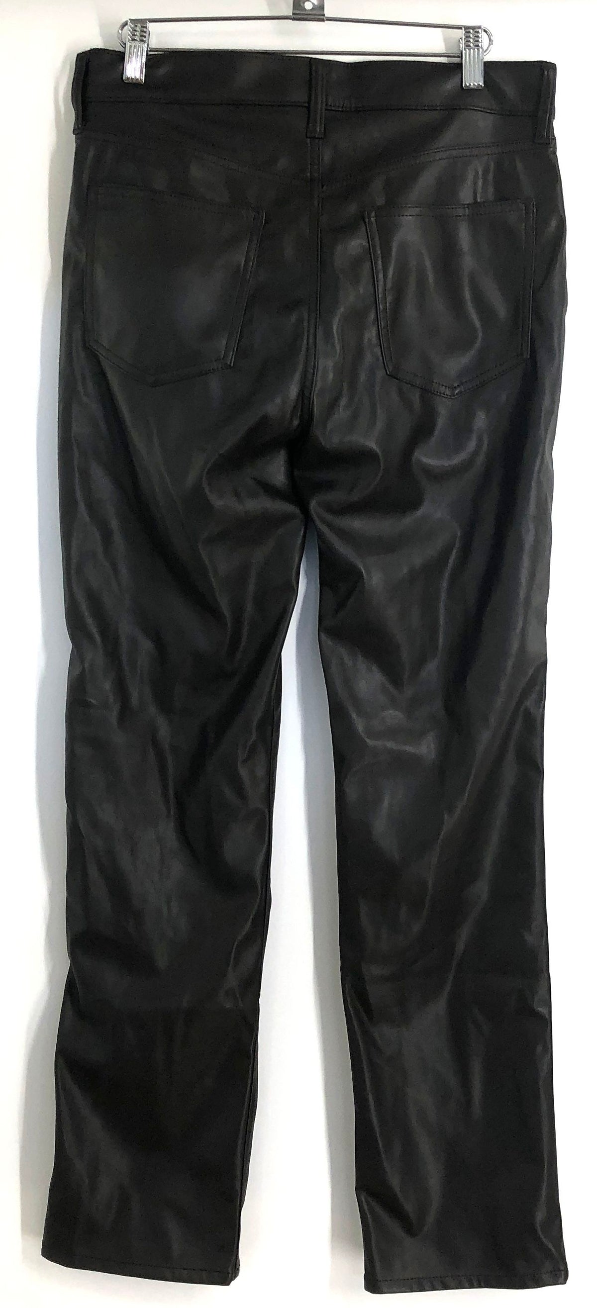GAP Women's Black Faux Leather '90s Straight High Rise Pants NWT Sz 8R 29