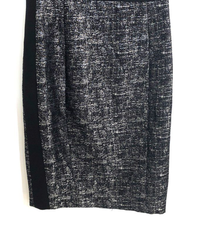 Ports Women's Black White Textured Tweed Panel Sleeveless Sheath Dress Sz 4
