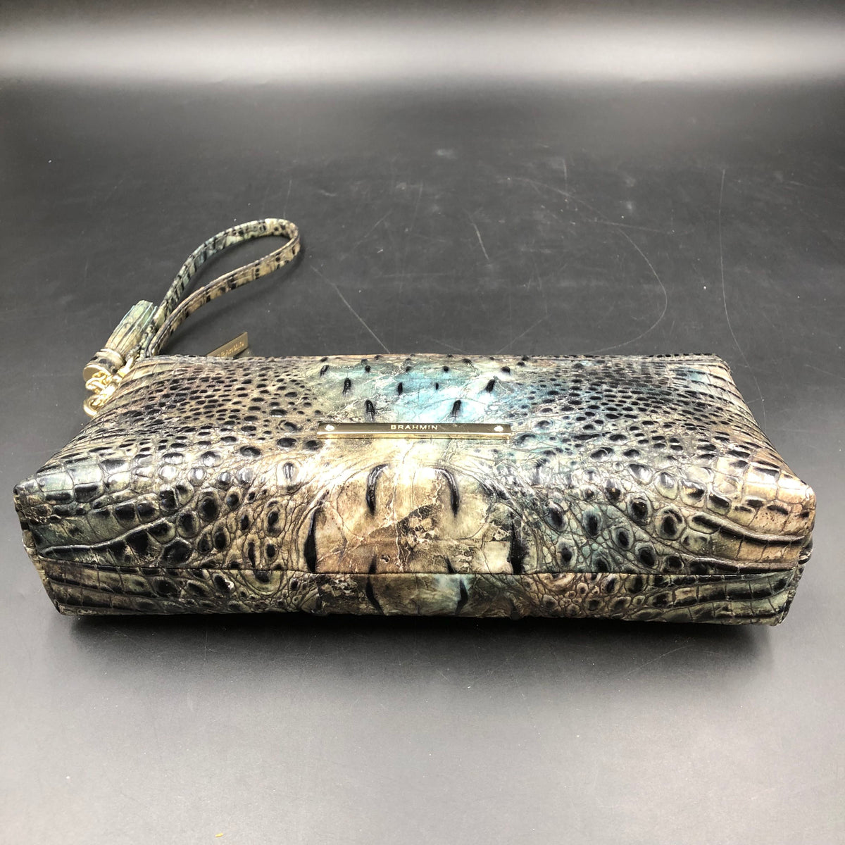 Brahmin Multicolor Croc Embossed Leather 'Glacier' Clutch Bag (+COA)