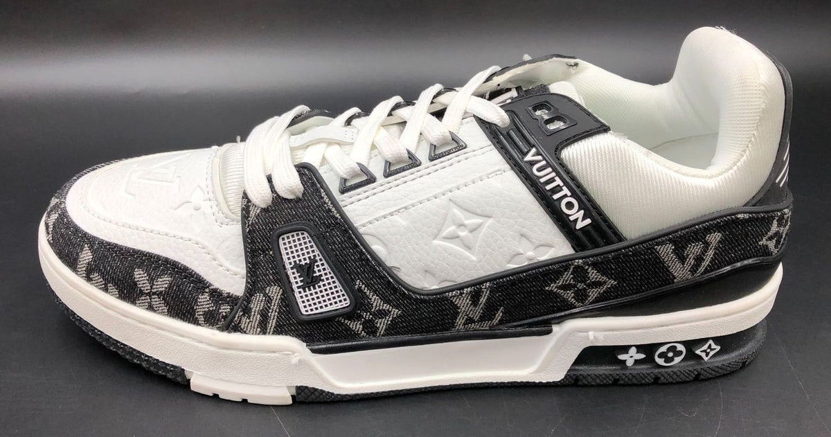 Louis Vuitton Inspired Men's Signature LV Monogram Black/White Sneakers - Sz 45