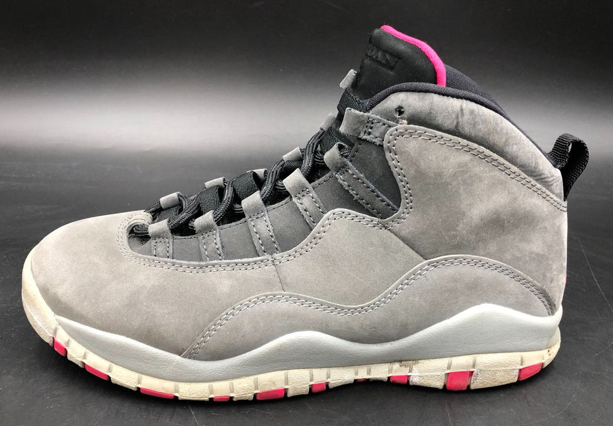 Nike Air Jordan 10 Retro GS &#39;Smoke Grey&#39; &amp; Black/Pink Sneakers - Size 5Y (+COA)