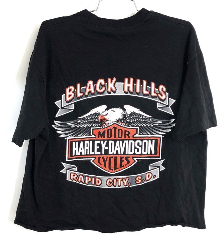 Vintage 1995 Harley-Davidson Feel the Heat Black Hills Rapid City SD Tee Sz L