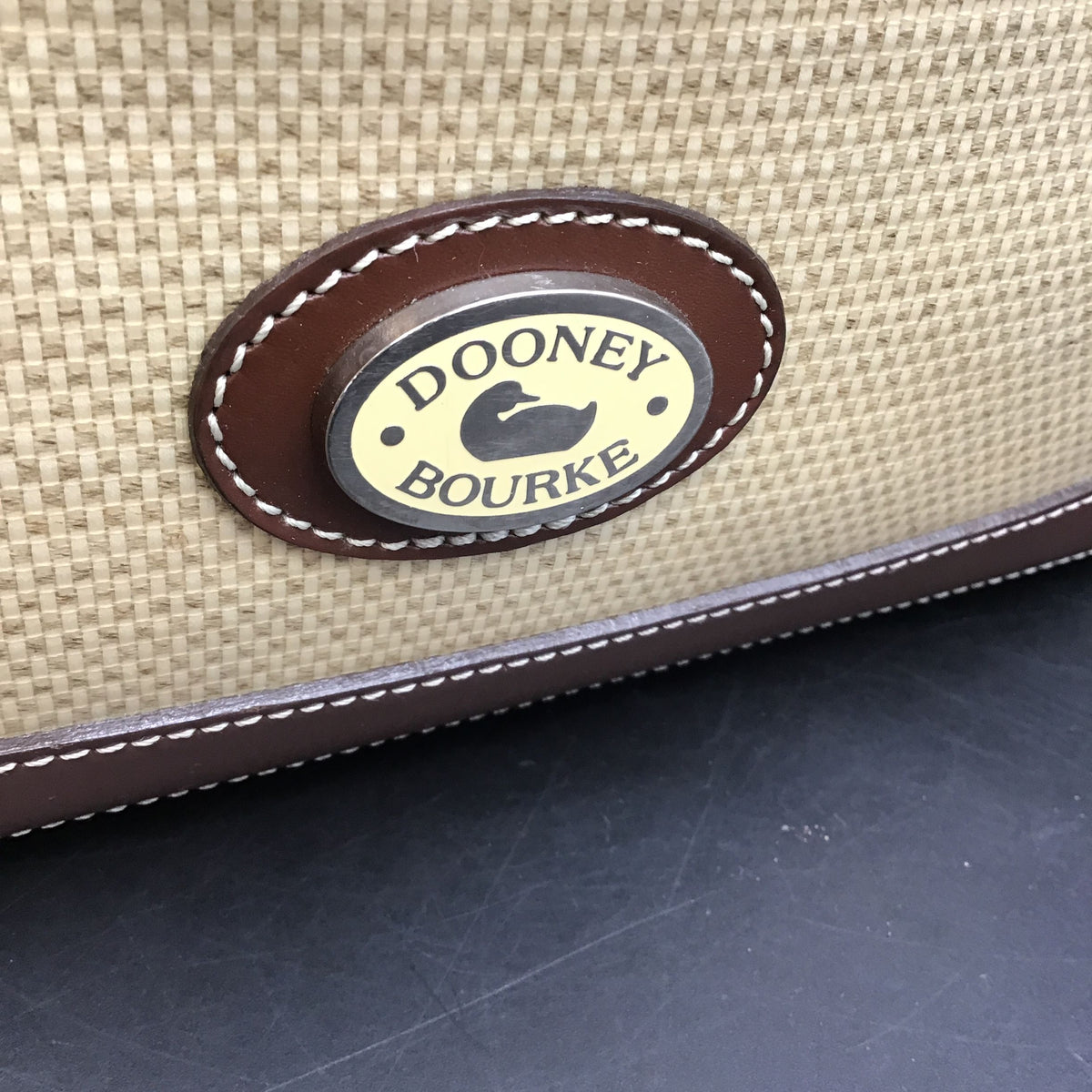 Dooney & Bourke Vintage Tan\Dark Brown 'Bamboo Shopper' Tote Bag (+COA)