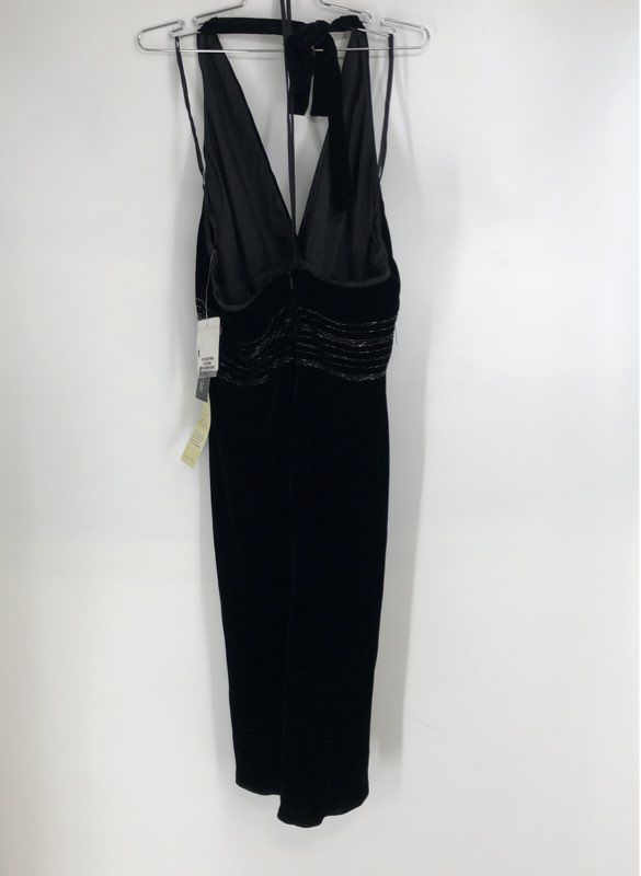 Vintage Jones New York Women's Black Silk Velvet Beaded Halter Dress Sz 16 NWT