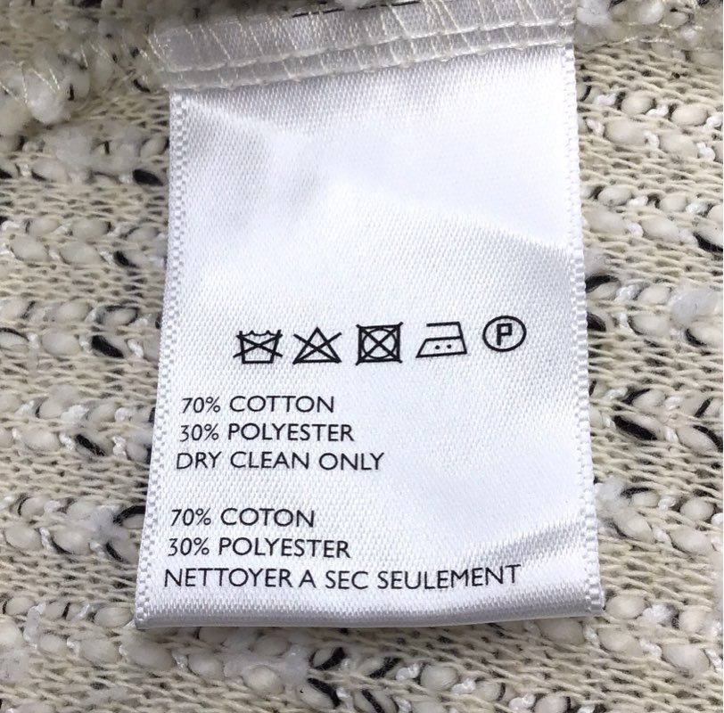 Ecote Women's Cream Black Textured Open Front Popcorn Knit Cardigan Sz S