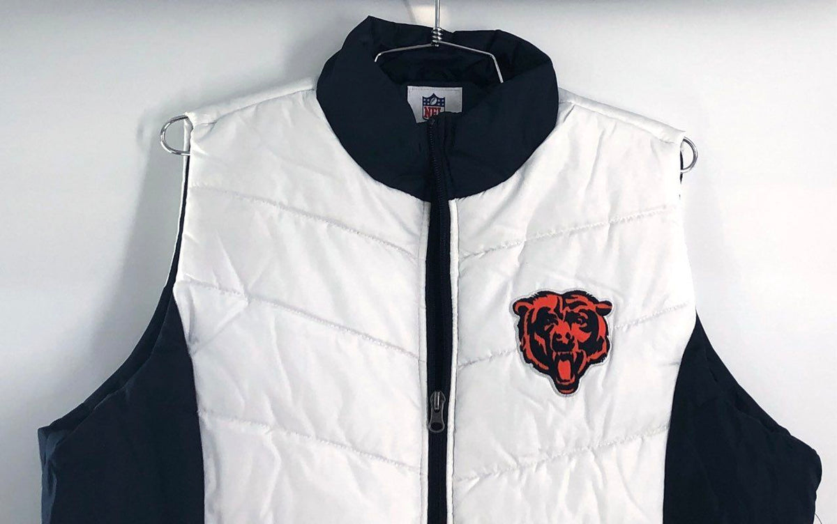 G-III Chicago Bears Women's Navy White Zip-Up Puffer Vest Jacket NWT Sz XL