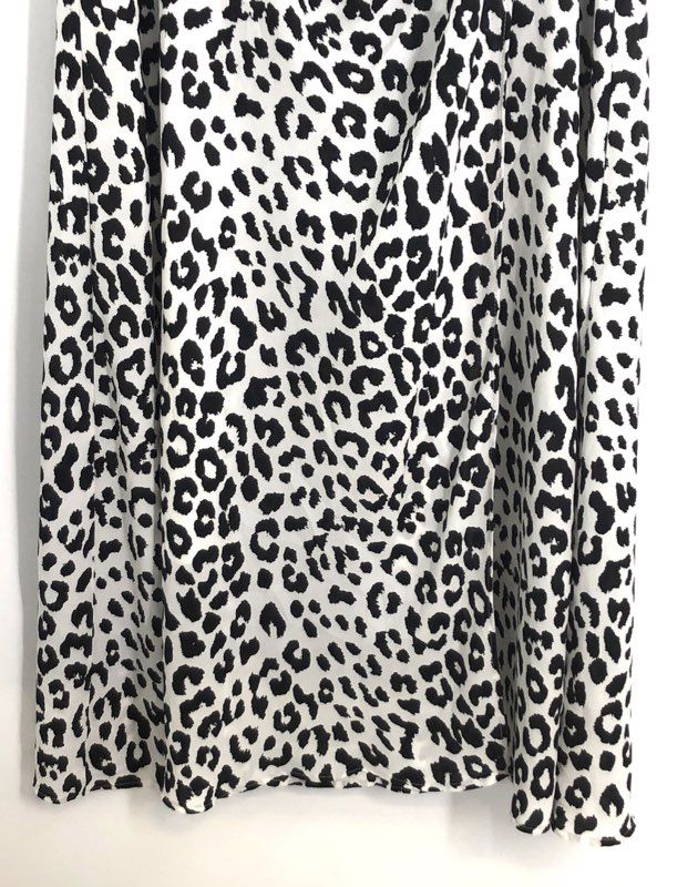 Express Women Leopard Print V-Neck Spaghetti Strap Wrap Dress White Black NWT XS