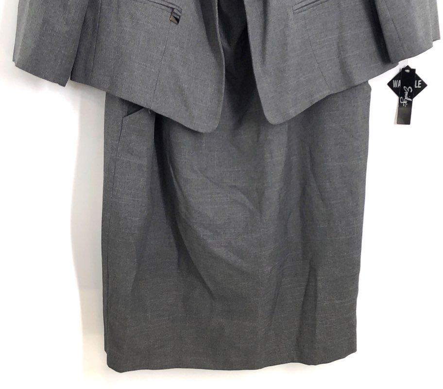 Emily Women's Gray 2pc Jacket Dress Set Textured Plus Size 14W NWT