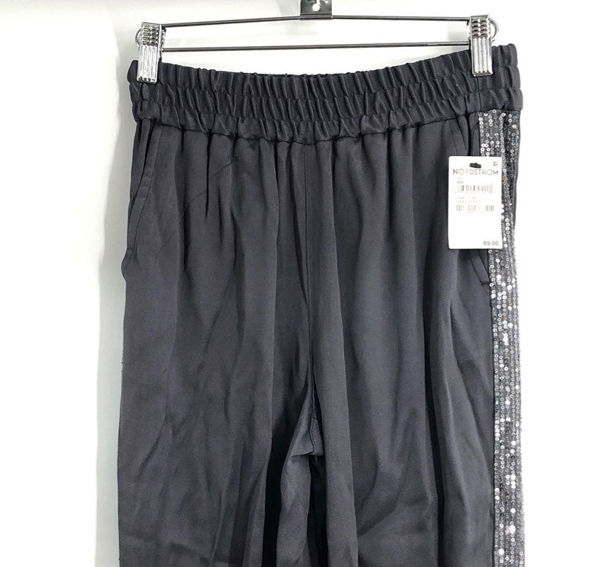 Halogen Women's Gray Forged Sequin Side Stripe Jogger Pants NWT Sz XSP