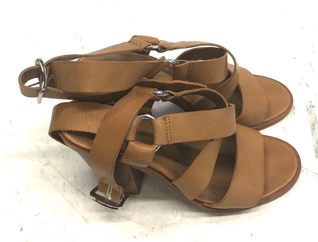 Frye Camel Tan Leather Strappy Block Heel Sandals Women's Size 7M