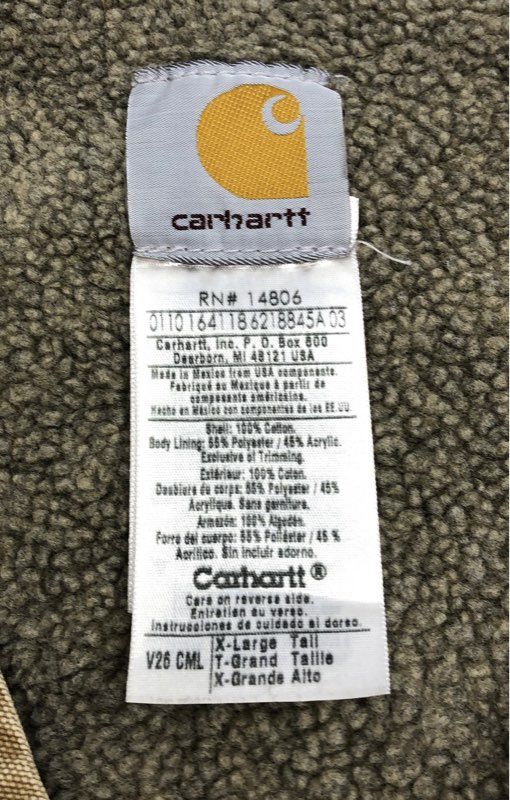 Carhartt Men's Sherpa Lined Sandstone Duck Vest Camel Brown V26 CML XL Tall