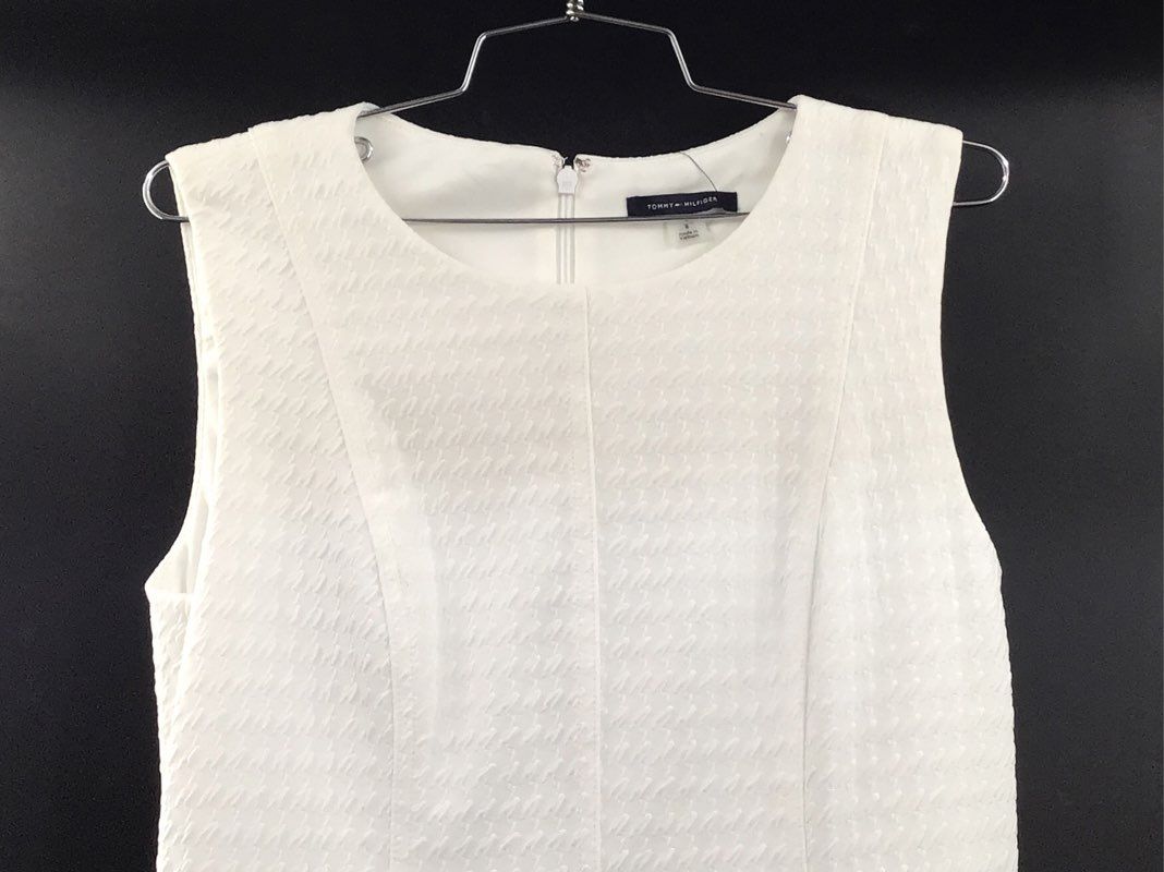 Tommy Hilfiger Women's White Textured Sleeveless Sheath Dress NWT Sz 8