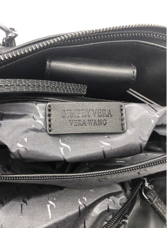 Simply Vera Vera Wang Black Faux Leather Shoulder Bag Gunmetal Chain Hardware