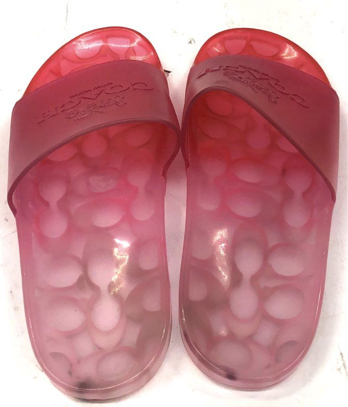 Coach Signature C Jelly Slides Translucent Pink Slide Sandals Women's Size 10