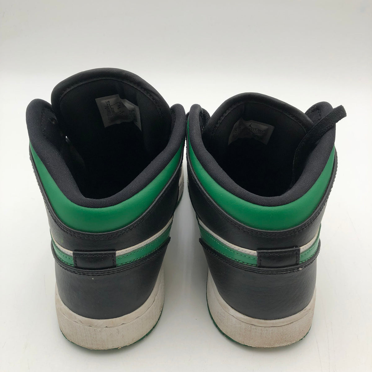 Nike Air Jordan 1 Mid Black Pine Green White GS Sneakers Size 7Y COA