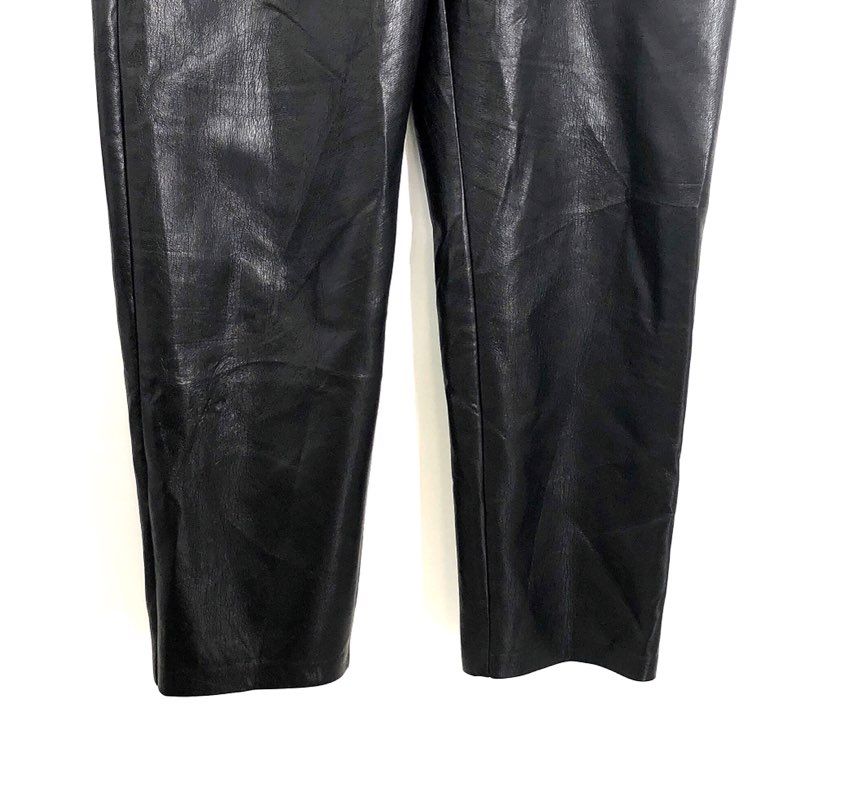 Wilfred Women's Black Faux Leather High Rise Straight Leg Pants Sz 12