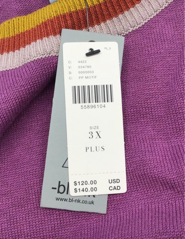 NWT Blank London Women's Purple Mixed Media Cashmere Blend Sweater Pullover 3X