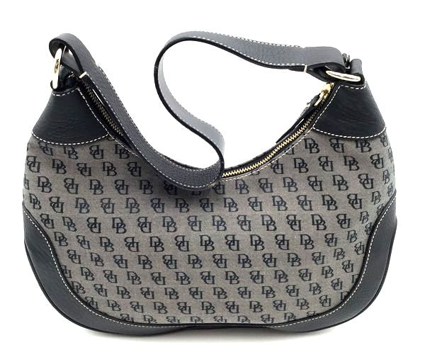 Dooney & Bourke Black\Grey 'Monogram Top Zip' Hobo Bag (+COA)