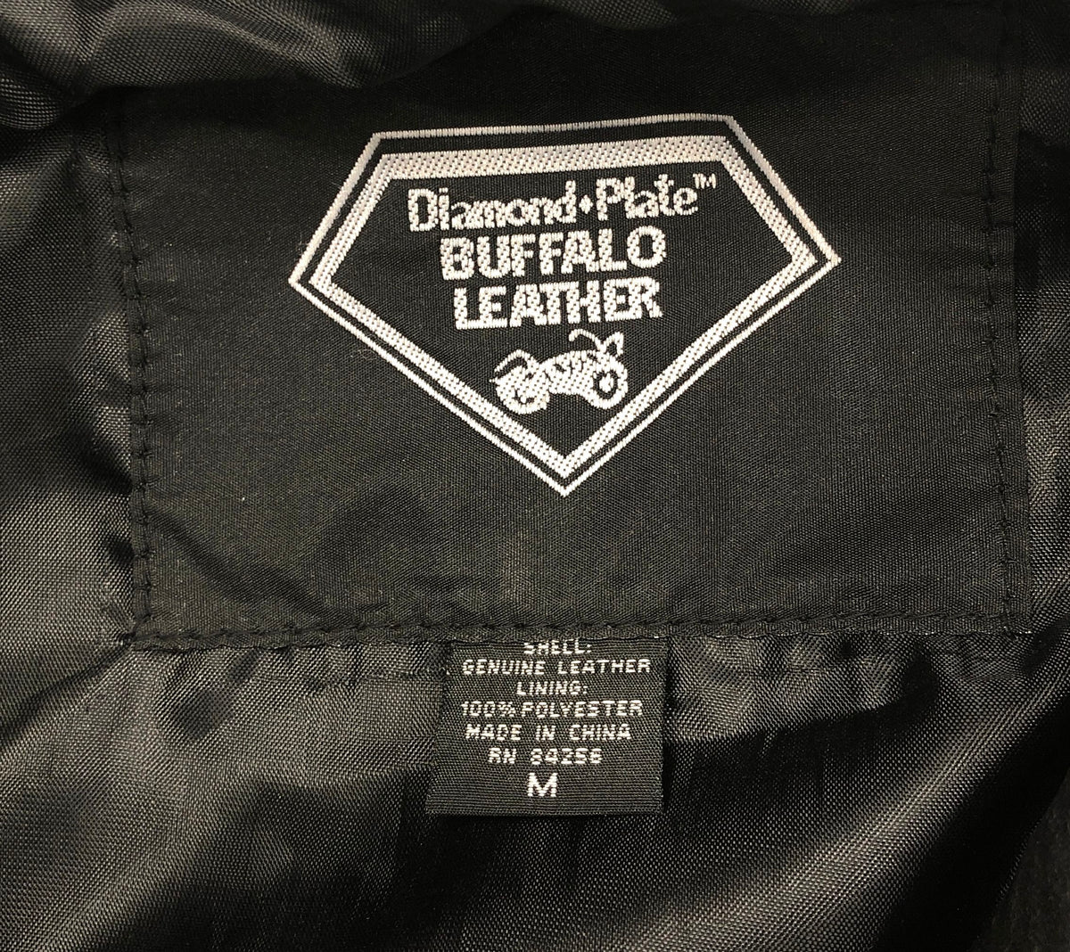 Diamond Plate Buffalo Leather Biker Motorcycle Jacket Live To Ride Patches Sz M