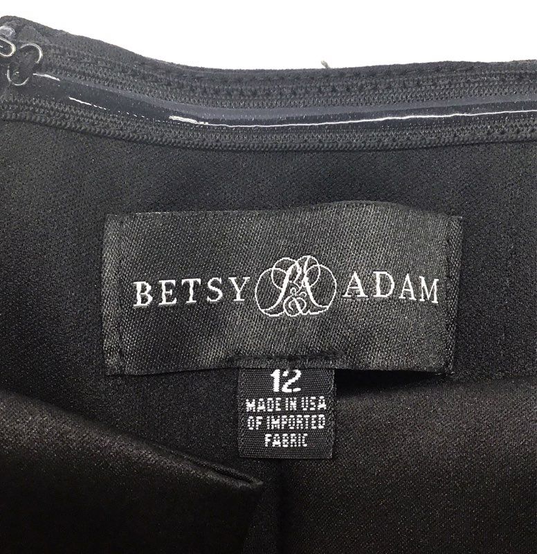 Betsy & Adam Women's Black Notched V-Neck Maxi Gown Dress Sz 12 NWT
