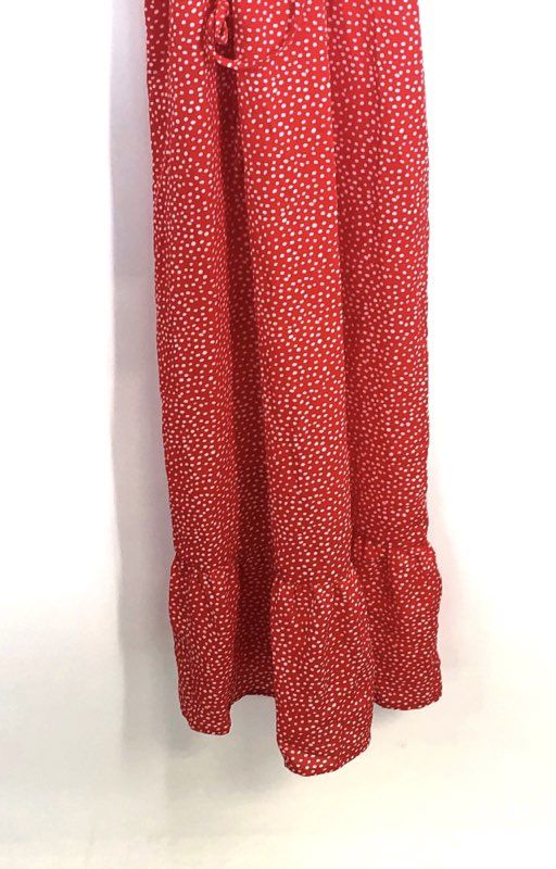 Bahia Women's Red Polka Dot Talia Beach Maxi Dress Ruffle Lace Up NWT Size M