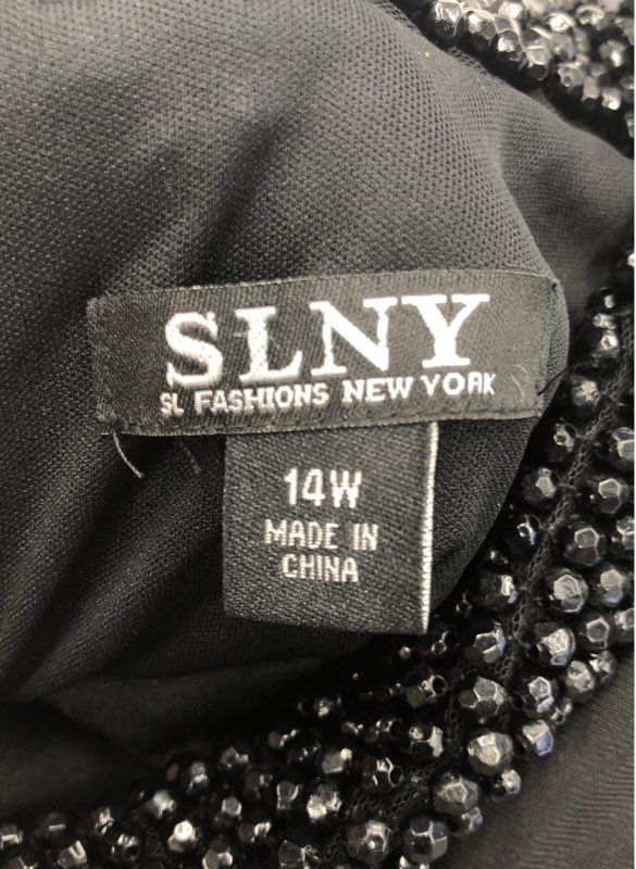 NWT SLNY Fashions New York Women's Black Gray Fit & Flare Dress - Size 14W