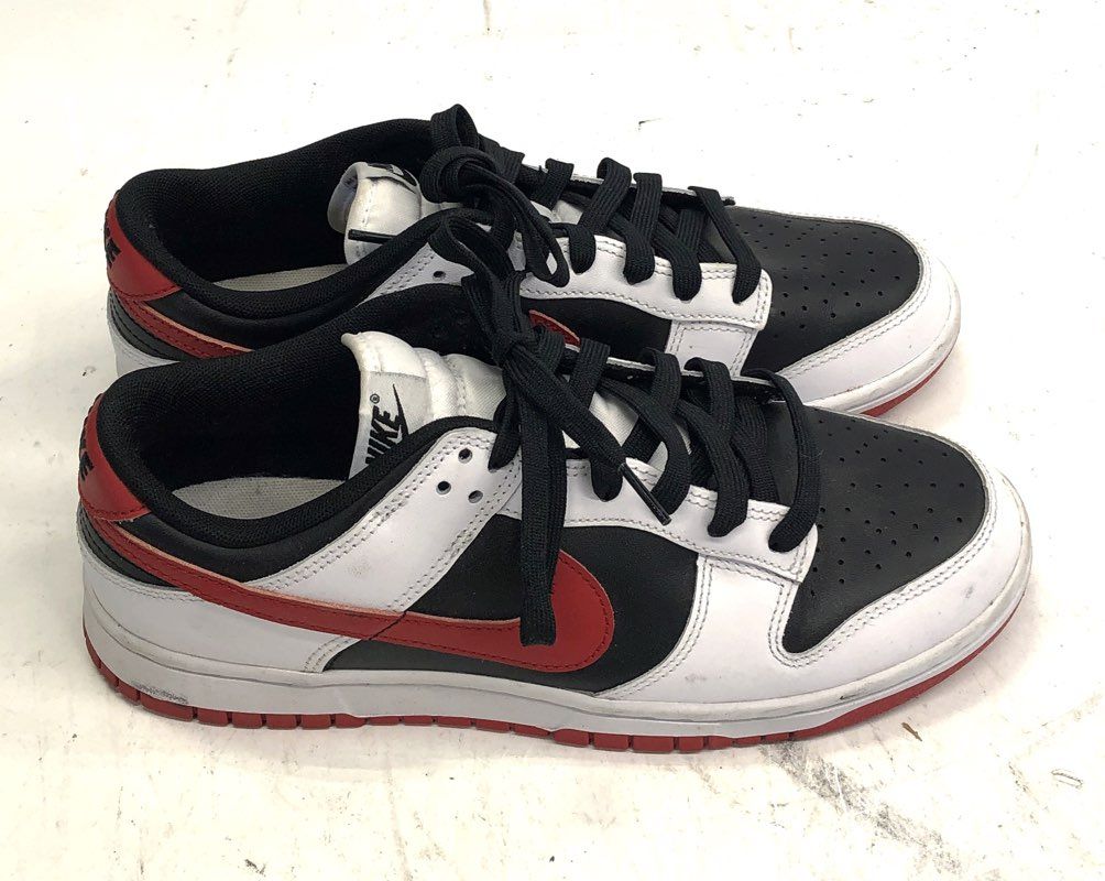 Nike Dunk Low Red Swoosh Panda White Black Gym Red Men's Sneakers Size 8.5