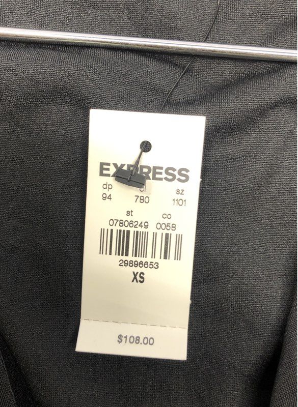 Express Women's Black Ruched Long Sleeve V-Neck Ladder Bodycon Dress XS NWT