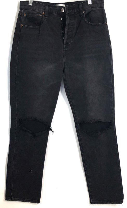 Pistola Women's Black Tasha High Rise Straight Distressed Jeans Sz 28