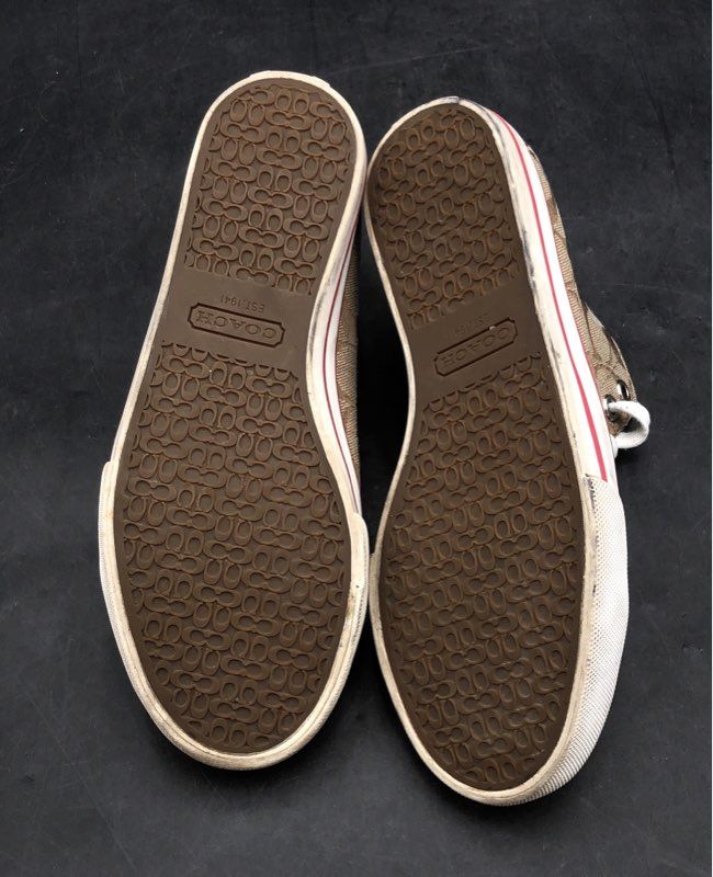 Coach Boni Signature Canvas Birch High Top Sneakers Women's Size 5.5