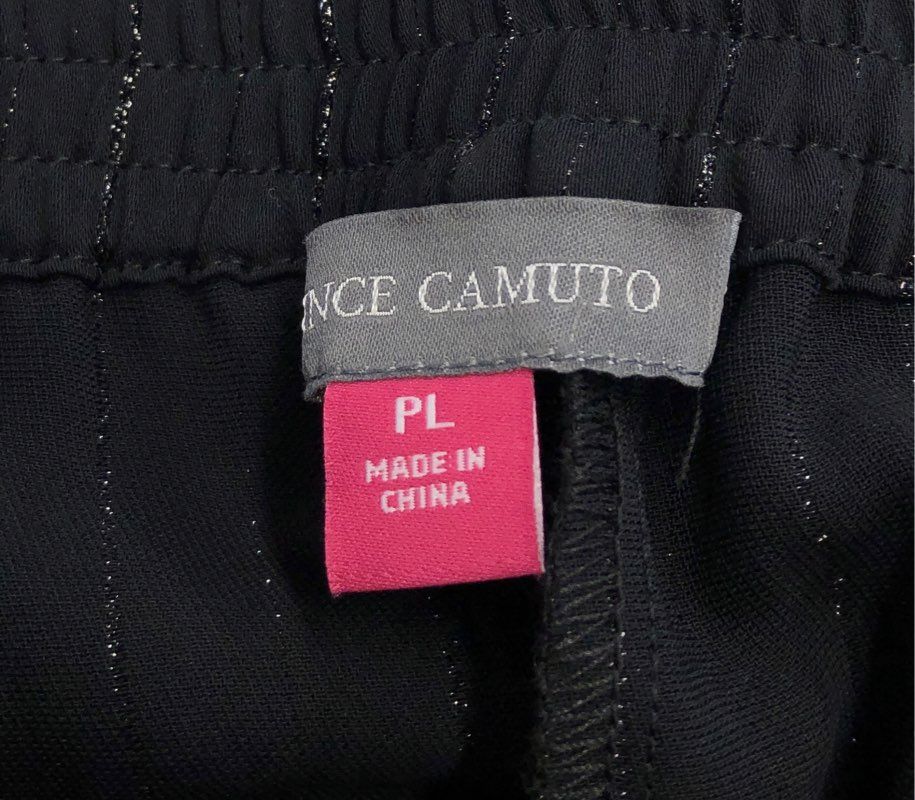 Vince Camuto Women's New Romantic Pants Black Pinstripe Wide Leg PL NWT