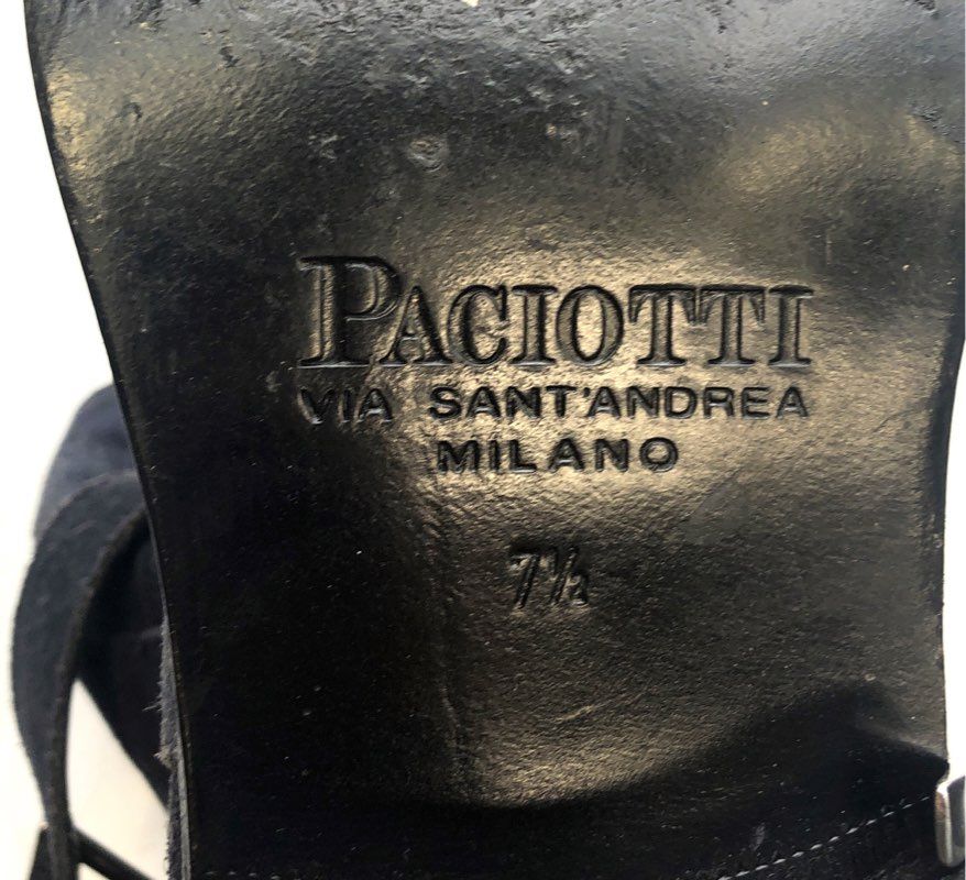 Paciotti Via Sant'Andrea Milano Suede Buckle Ankle Boots Black Size 7.5