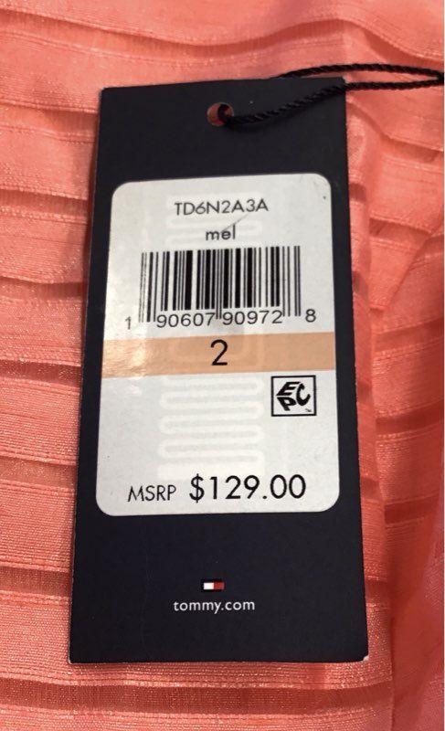 NWT Tommy Hilfiger Women's Coral Striped Fit And Flare Dress - Size 2